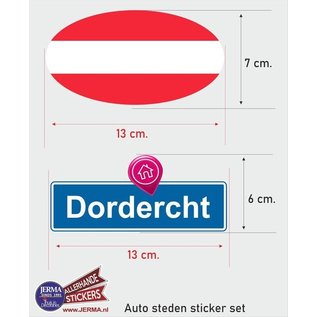 JERMA allerhandestickers Dordrecht steden vlaggen auto stickers set van 2 stickers