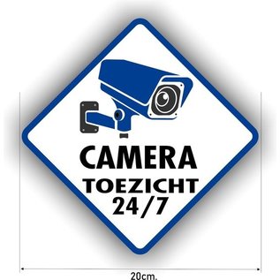 JERMA allerhandestickers Cameratoezicht sticker. De afmeting is diagonaal 20 cm. breed.