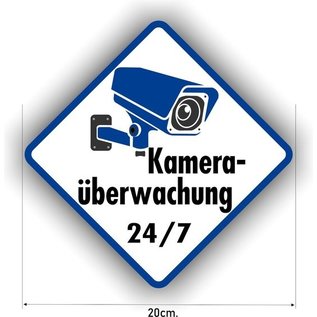 JERMA allerhandestickers Camera überwachung sticker. De afmeting is diagonaal 20 cm. breed.