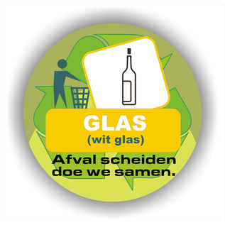 JERMA allerhandestickers Afvalbak Recycling sticker wit Glas