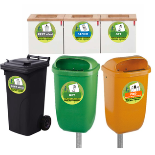 JERMA allerhandestickers Afvalbak Recycling sticker Rest afval 20cm.