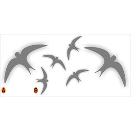 JERMA allerhandestickers Vogel raamstickers, set van 6 zwaluw  donker grijs
