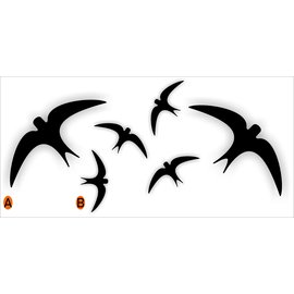 JERMA allerhandestickers Vogel stickers, set van 6 zwaluw   Zwart