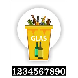 JERMA allerhandestickers Glas afval Kliko sticker set met  2x uw huisnr