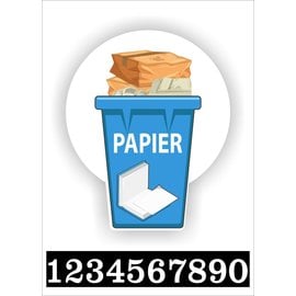 JERMA allerhandestickers Papier afval Kliko sticker set van 2x  huisnummer.