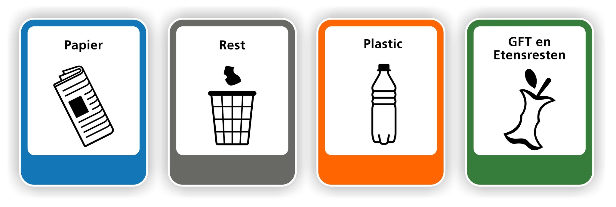 Beneden afronden Ontdek triatlon Set van 4 Recycling stickers Papier, Rest, GFT en Plastic afval. - JERMA  AllerhandeStickers