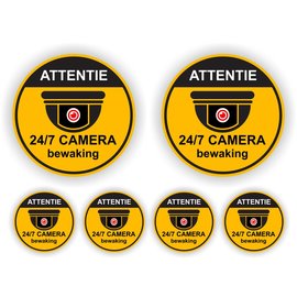 JERMA allerhandestickers Attentie camera bewaking sticker set van 6 stuks.