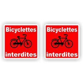 JERMA allerhandestickers Bicyclettes interdites (F) 2 stickers van 14x14 cm.
