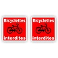JERMA allerhandestickers Bicyclettes interdites (F) Geen fietsen 2 stickers van 14x14 cm.