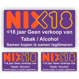 JERMA allerhandestickers NIX 18 geen verkoop van alcohol en tabak sticker