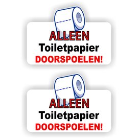 JERMA allerhandestickers Alleen toiletpapier doorspoelen stickers 2 stuks