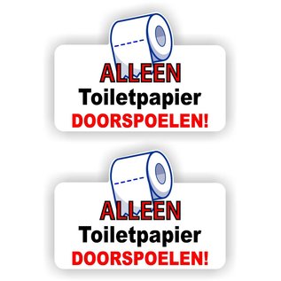 JERMA allerhandestickers Alleen toiletpapier doorspoelen stickers set van 2 stuks