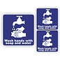 JERMA allerhandestickers Wash hands with soap and water. sticker set van 3 stickers