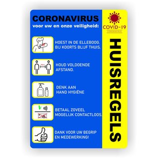JERMA allerhandestickers Corona huisregels sticker (afmeting 28x40cm)