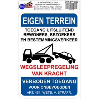 JERMA allerhandestickers Eigen terrein toegang uitsluitend bewoners.