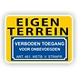 JERMA allerhandestickers Eigen terrein verboden toegang. Verkeersbord sticker.