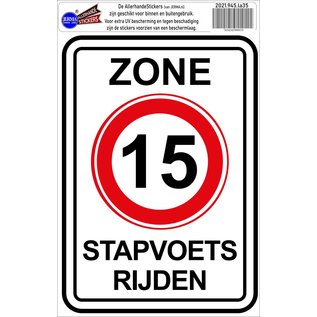 JERMA allerhandestickers Stapvoets rijden verkeersbord sticker 15 km