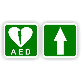 JERMA allerhandestickers AED richting aanwijzer met pijl met pictogram sticker set.