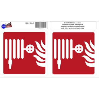 JERMA allerhandestickers Brandslang haspel hier aanwezig sticker set.