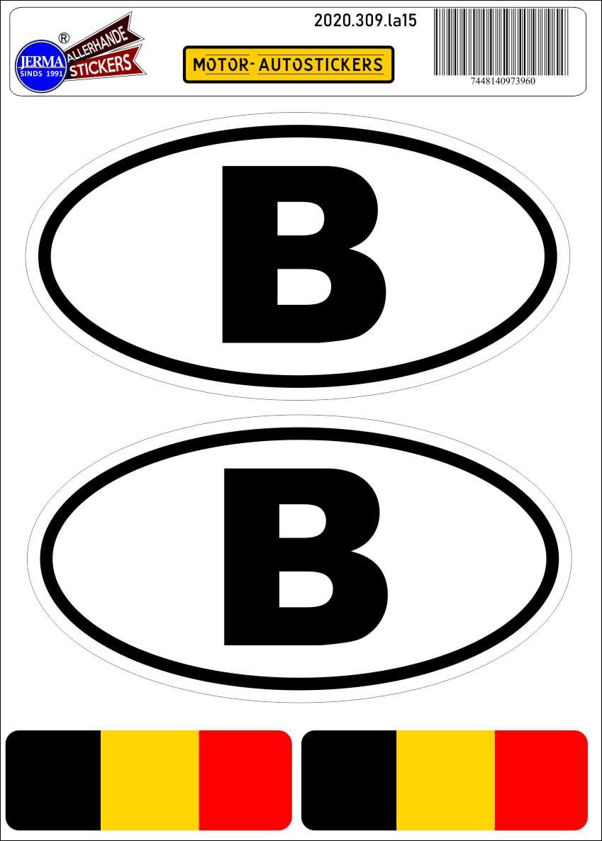 Herkenning Middel Iets B, Belgische auto sticker set. - JERMA AllerhandeStickers