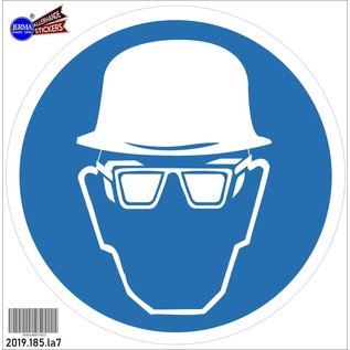 JERMA allerhandestickers Veiligheid Helm en Bril verplicht pictogram sticker 20 cm.