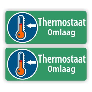 JERMA allerhandestickers Thermostaat omlaag sticker set 2 stuks