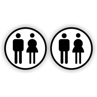 JERMA allerhandestickers Dames en Heren WC deur stickers  2 st. zwart