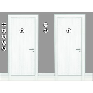 JERMA allerhandestickers Tekst sticker TOILET set 2 stickers zwart