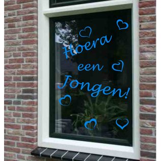 JERMA allerhandestickers Geboorte sticker hoera een jongen kobalt blauw