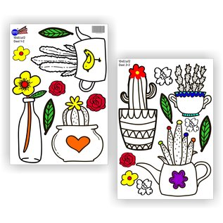 JERMA allerhandestickers Bloemen in vaasjes muur-, meubelstickers