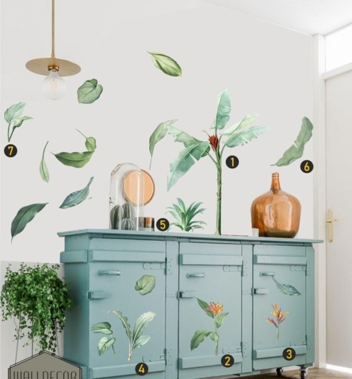 bladeren muur-, meubel-, raamsticker set van planten stickers. JERMA AllerhandeStickers