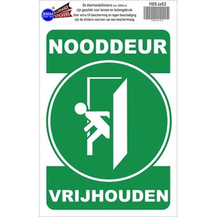 JERMA allerhandestickers Nooduitgang  nooddeur niet blokkeren sticker (L)