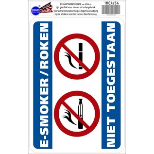 JERMA allerhandestickers E- Smoker Roken niet toegestaan sticker