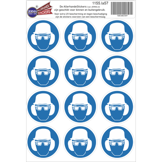 JERMA allerhandestickers Veiligheid Helm, Bril en Gehoorbescherming verplicht sticker set 12 stuks.