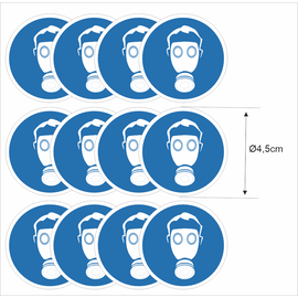 JERMA allerhandestickers Ademhalingsbescherming, Gasmasker verplicht pictogram stickers