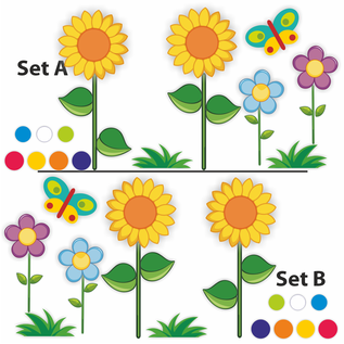 JERMA allerhandestickers Bakfietsstickers Zonnebloemen in het gras