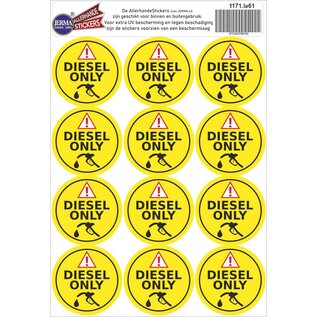 JERMA allerhandestickers Diesel Only tanken sticker set 12 stuks