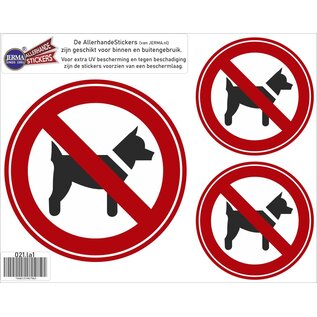 JERMA allerhandestickers Stickers verboden voor honden set van 3 stickers.