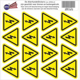 JERMA allerhandestickers Driehoek stickers geel, zwart. Gevaar 5 cm. set 16 stuks