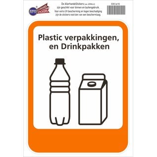 JERMA allerhandestickers Plastic verpakking en drinkpakken recycling sticker