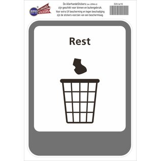 JERMA allerhandestickers Rest afval recycling pictogram sticker