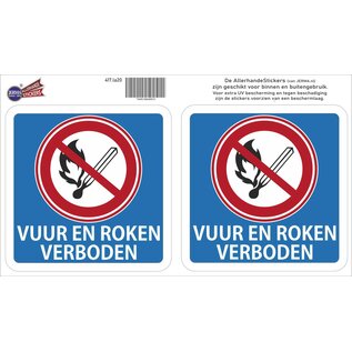 JERMA allerhandestickers Vuur en Roken verboden sticker set van 2 stuks.