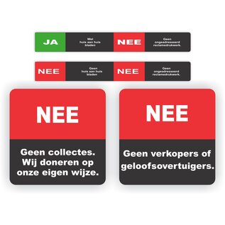 JERMA allerhandestickers Ja Nee stickers samen met anti colportage deursticker set.