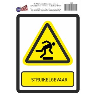 JERMA allerhandestickers Struikel gevaar waarschuwing sticker.