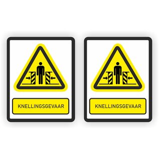 JERMA allerhandestickers Knellingsgevaar waarschuwing set 2 stickers 14x18 cm