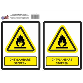 JERMA allerhandestickers Ontvlambare stoffen waarschuwing  2 stickers
