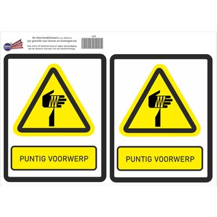 JERMA allerhandestickers ISO7010 W022 puntig voorwerp Waarschuwing M set 2 stickers 14x18 cm