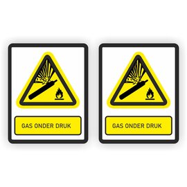 JERMA allerhandestickers Gas onder druk  waarschuwing stickers