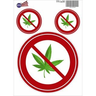 JERMA allerhandestickers Blowen, weed, cannabis niet toegestaan Sticker set 3 stuks.