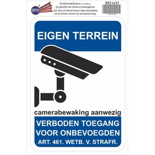 JERMA allerhandestickers EIGEN TERREIN verboden toegang er is camerabewaking aanwezig sticker.